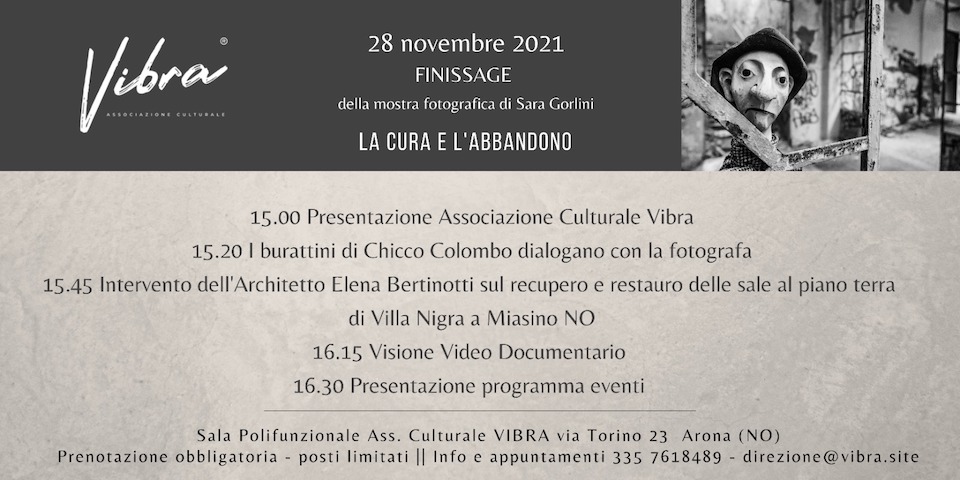 Arona – Da non perdere il Finissage della Mostra “La cura e l’abbandono” Finissage Sara Gorlini