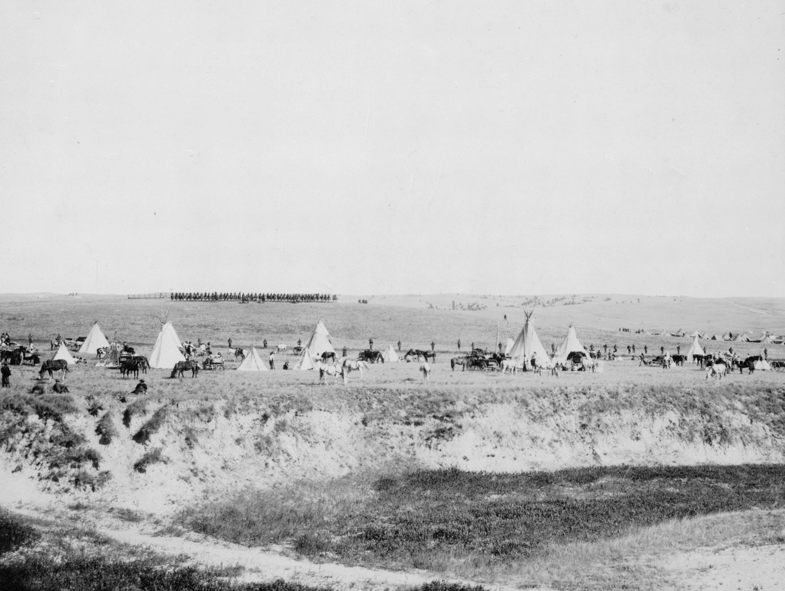 US troops surrounding Lakota Wounded Knee South Dakota reenactment November 10 1913
