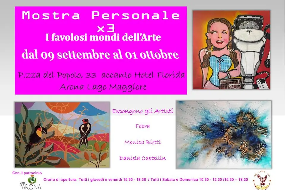 Ad Arona sul Lago Maggiore arriva la Mostra Personalex3 “I favolosi mondi dell’Arte” presentazione-mostra-persx3